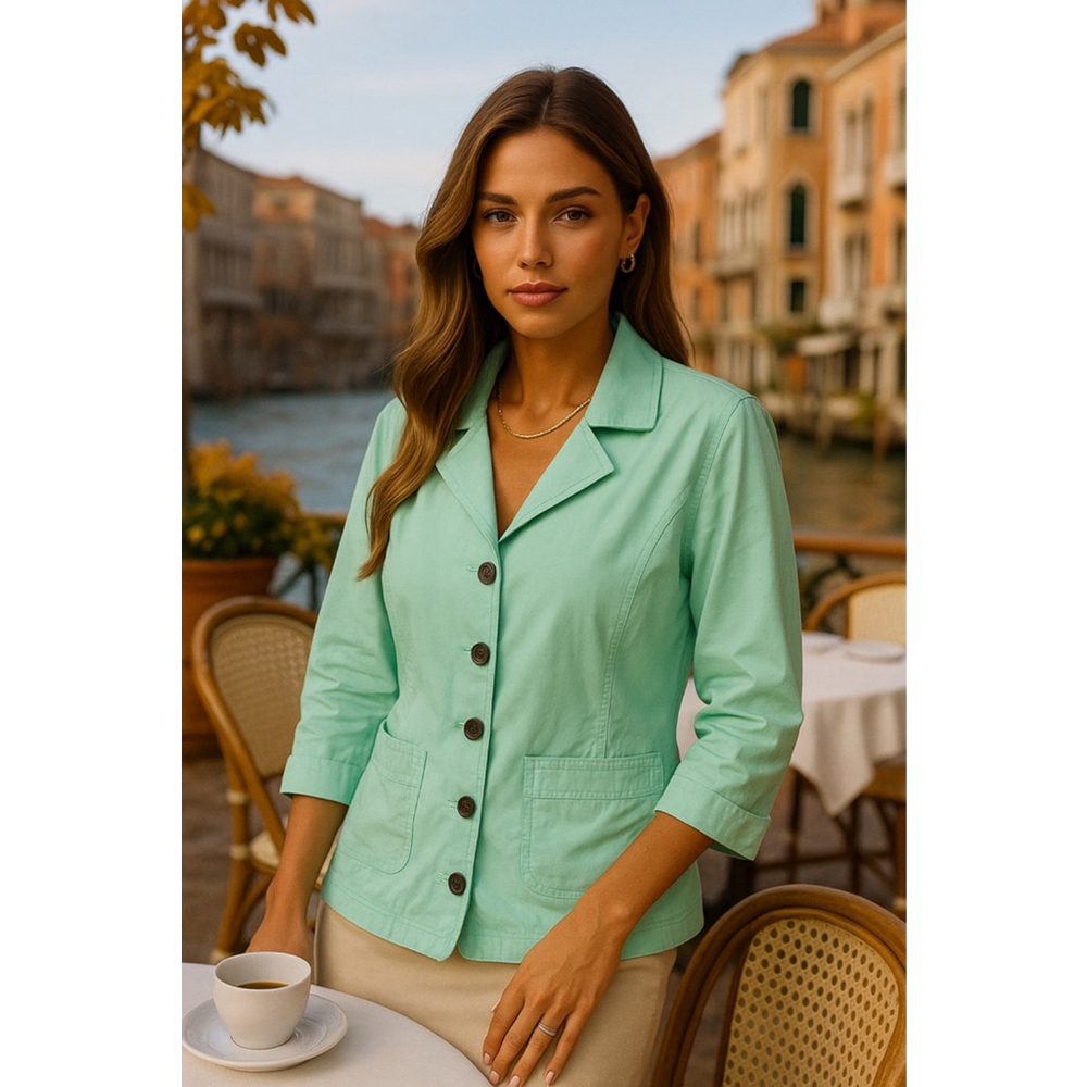 Christopher & Banks Mint Button Jacket Cruisewear Autumn Brunch Garden Office L